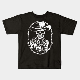 Skeleton Cowboy Western Kids T-Shirt